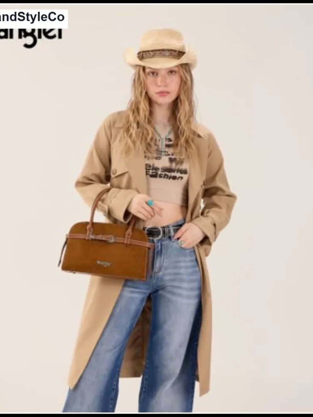 Faux Suede Satchel Handbag Western Buckle Crossbody Bag
